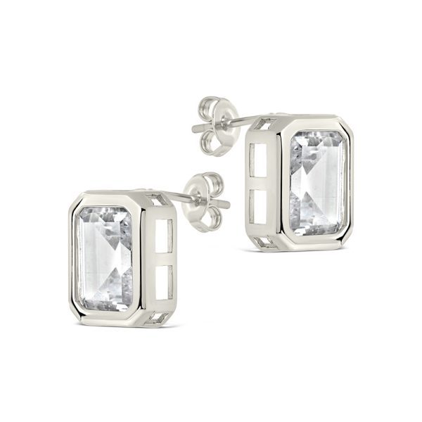 Camille Bezel CZ Statement Stud Earrings For Discount - Image 2