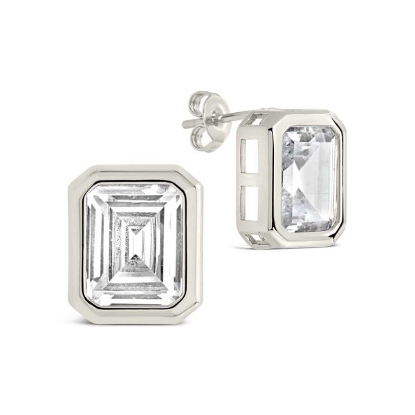 Camille Bezel CZ Statement Stud Earrings For Discount