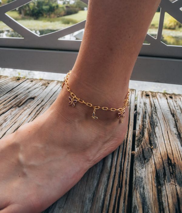 Caria CZ Butterfly Anklet For Discount - Image 5