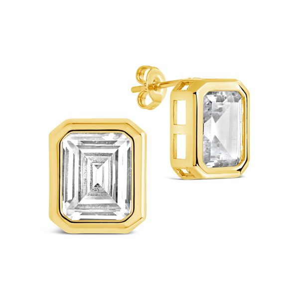 Camille Bezel CZ Statement Stud Earrings For Discount - Image 5